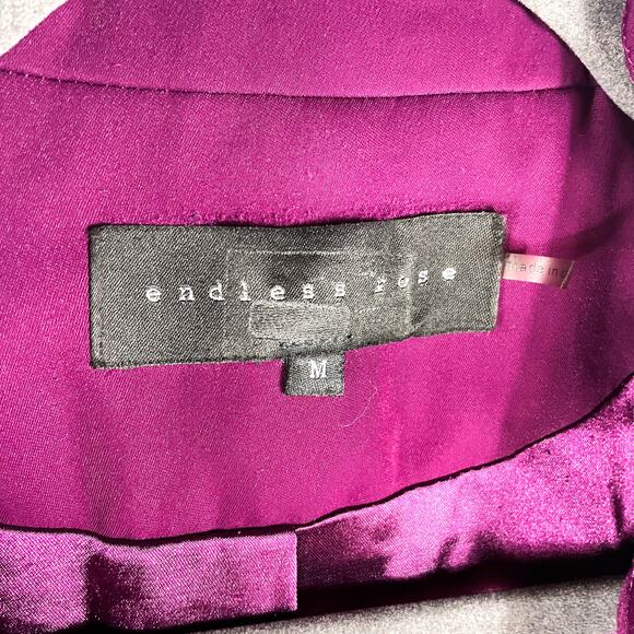 Endless Rose Blazer Purple Crepe Pockets One-Button Notch Collar‎ Sz M - Picture 9 of 12